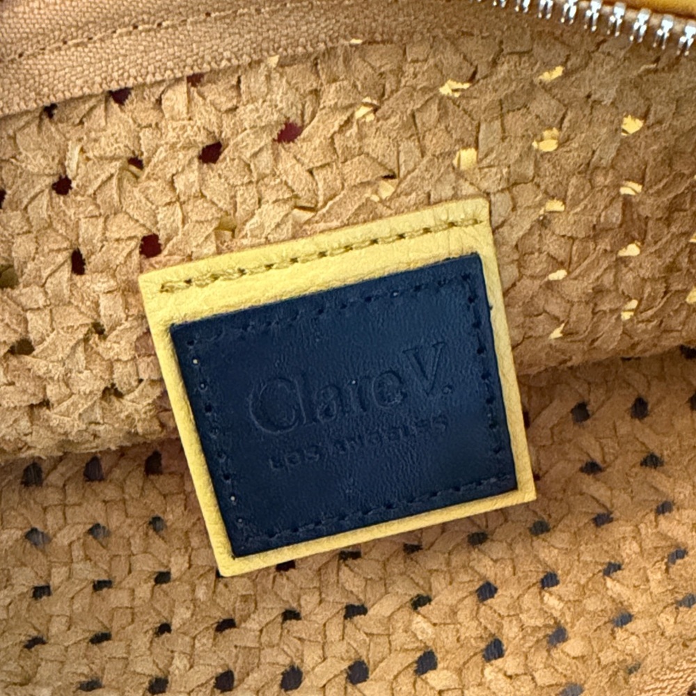 Clare V. Flat Clutch with tabs in Dandelion Rattan - Picture 2 of 3